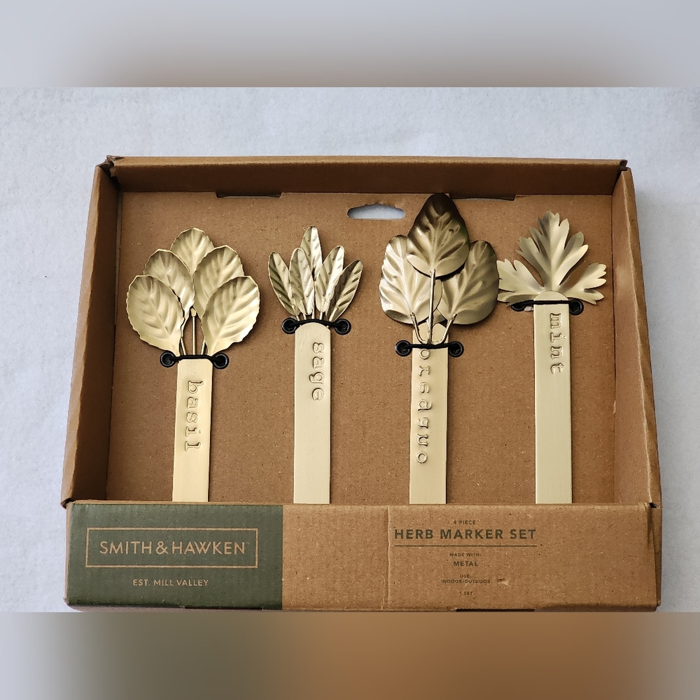 Smith & Hawken Gold Herb Marker Set - Basil, Sage, Oregano, Mint